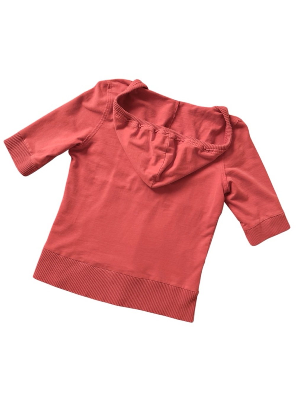 Roxy Short Sleeve Hoodie Burnt Orange Pockets V Neck Size M - Picture 3 of 10